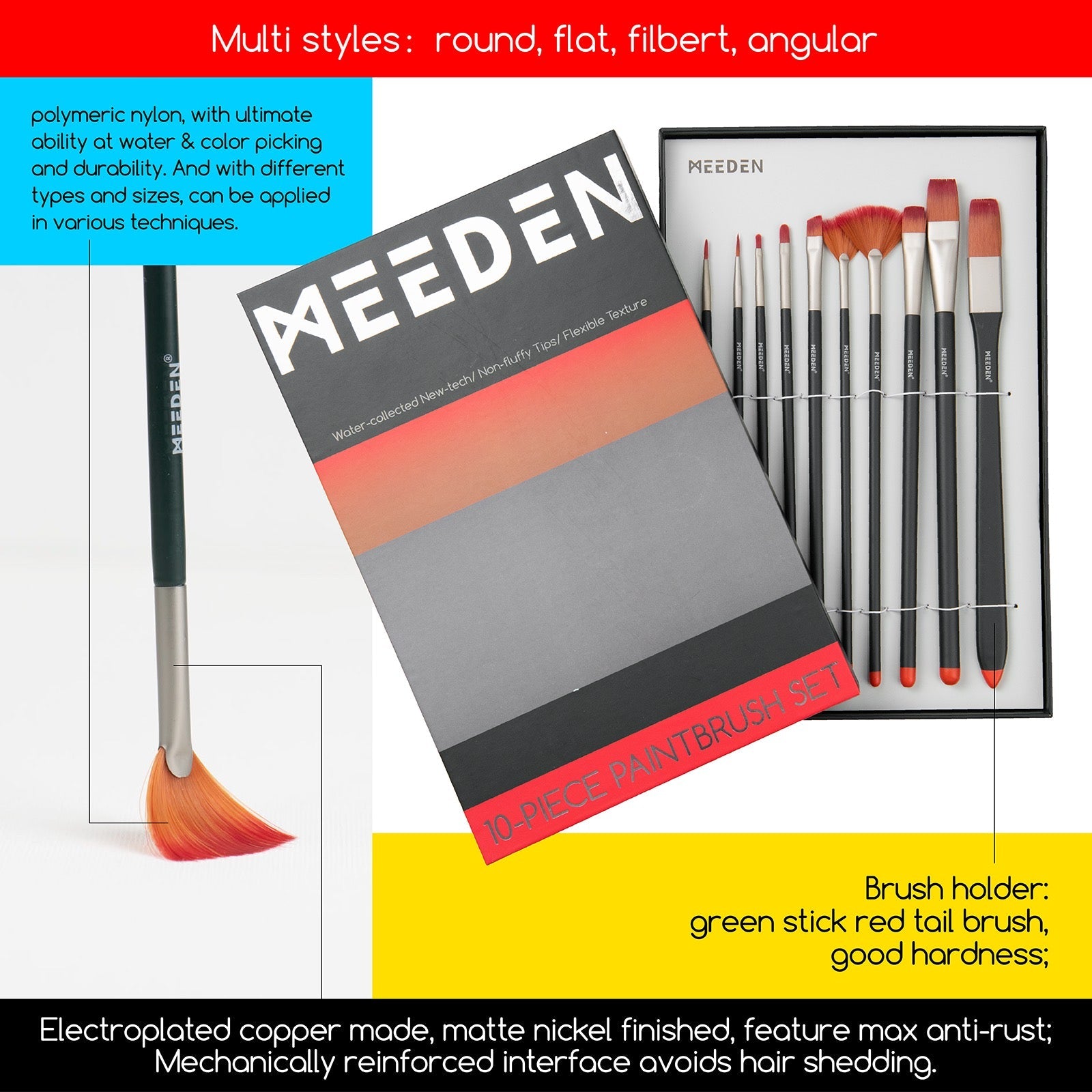 MEEDEN 72-Piece Acrylic Painting Set with Wood Tabletop Easel, 48 Paints