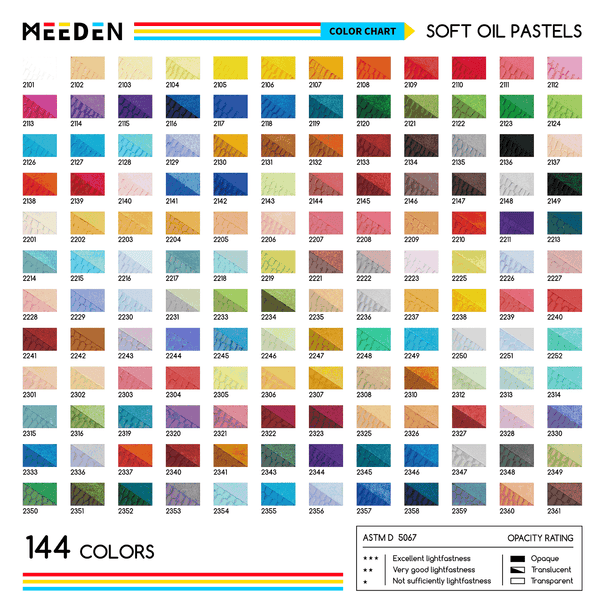 MEEDEN Set mit weichen Ölpastellkreiden, 144 leuchtende Farben