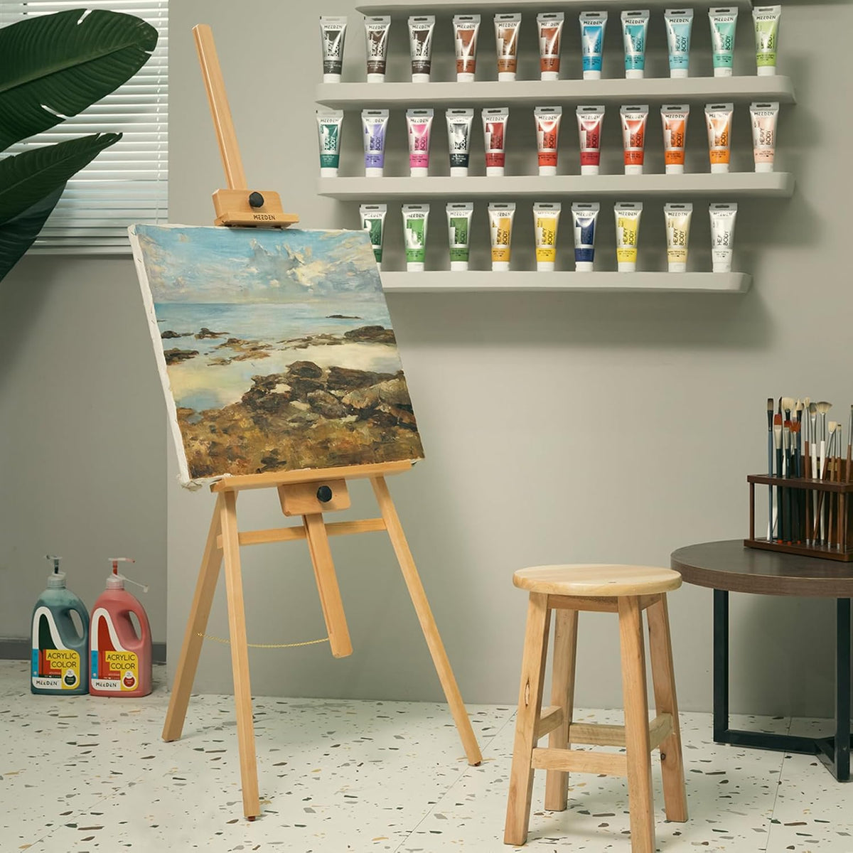 MEEDEN A-Frame Tripod Wooden Easel Stand-Natural-W09