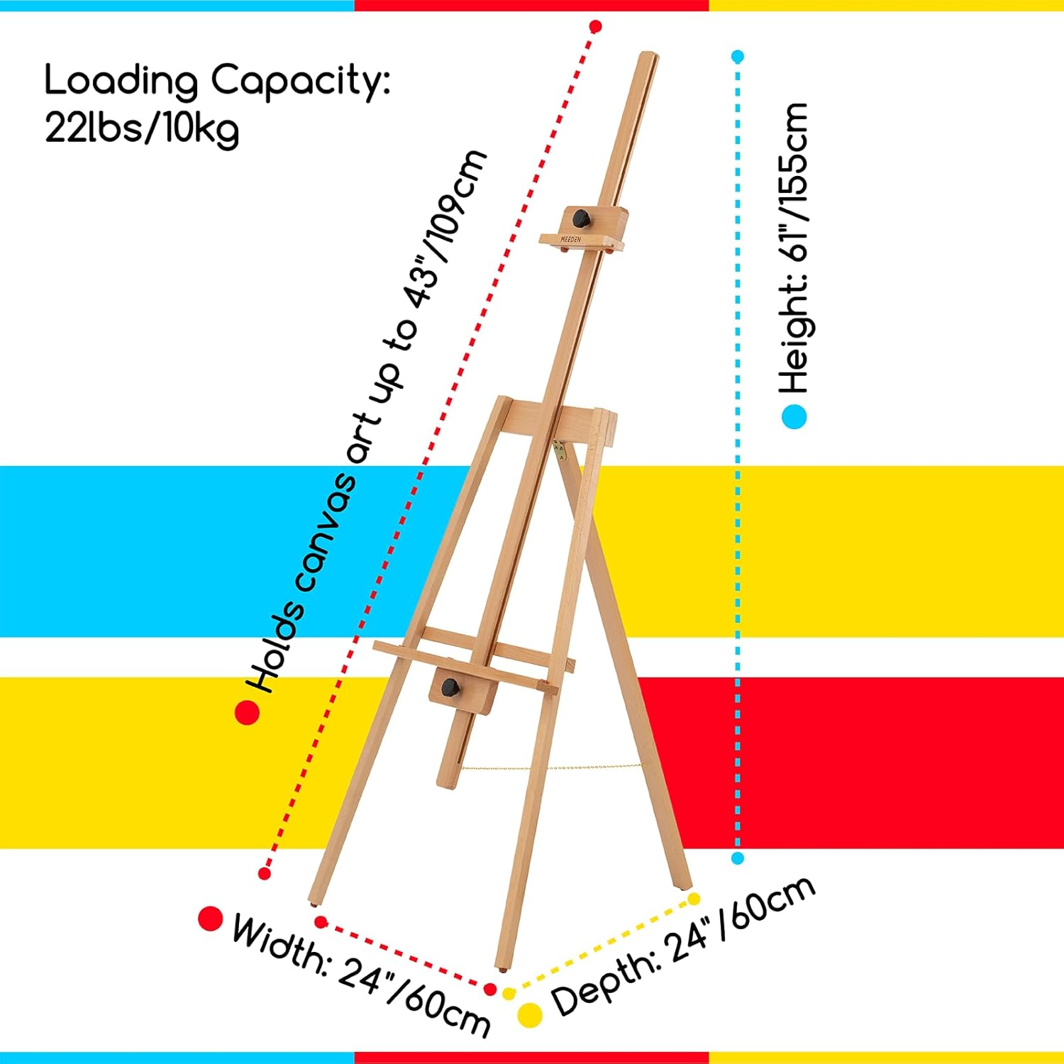 MEEDEN A-Frame Tripod Wooden Easel Stand-Natural-W09