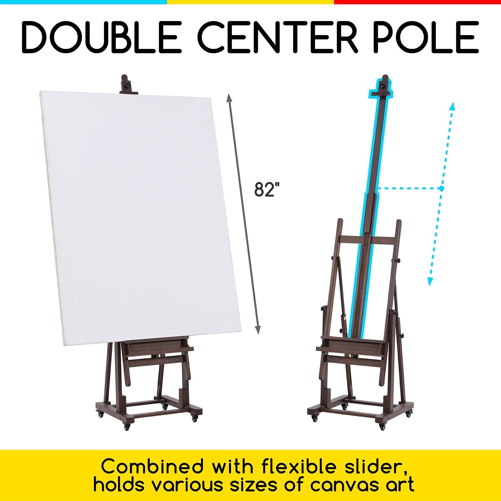 MEEDEN Extra Large Heavy Duty Artist Easel Stand-Walnut- W11