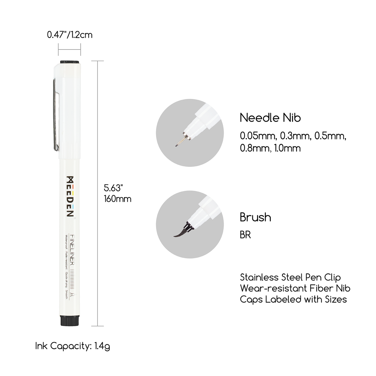 MEEDEN Micro Fineliner Drawing Pens: 6-Size Fine Liner Pen Set