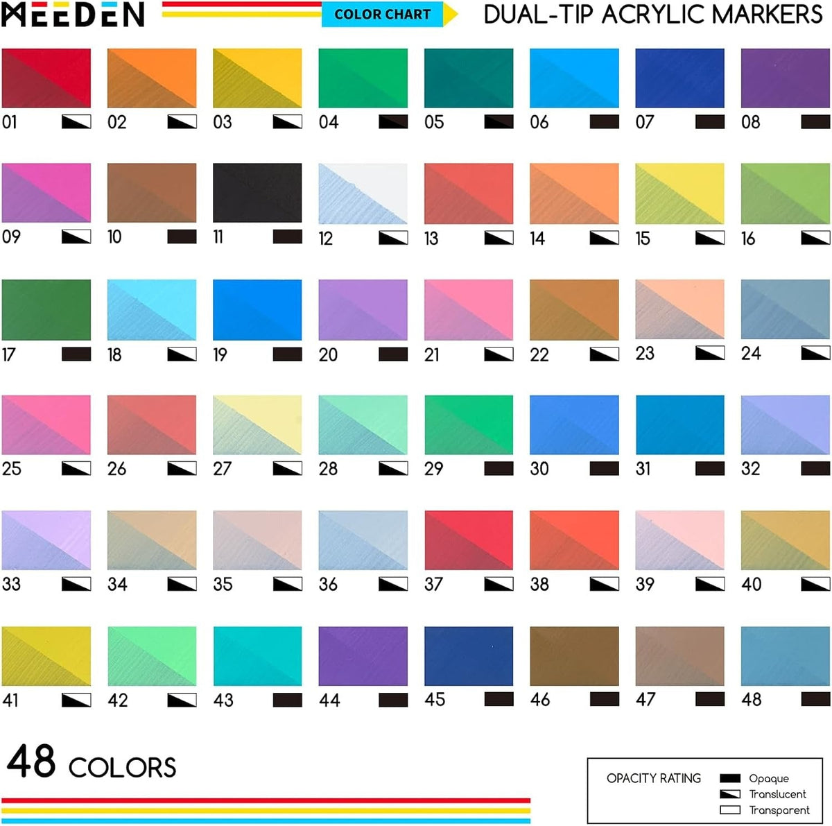 MEEDEN Dual Tip Acrylic Paint Markers, 48 Colors