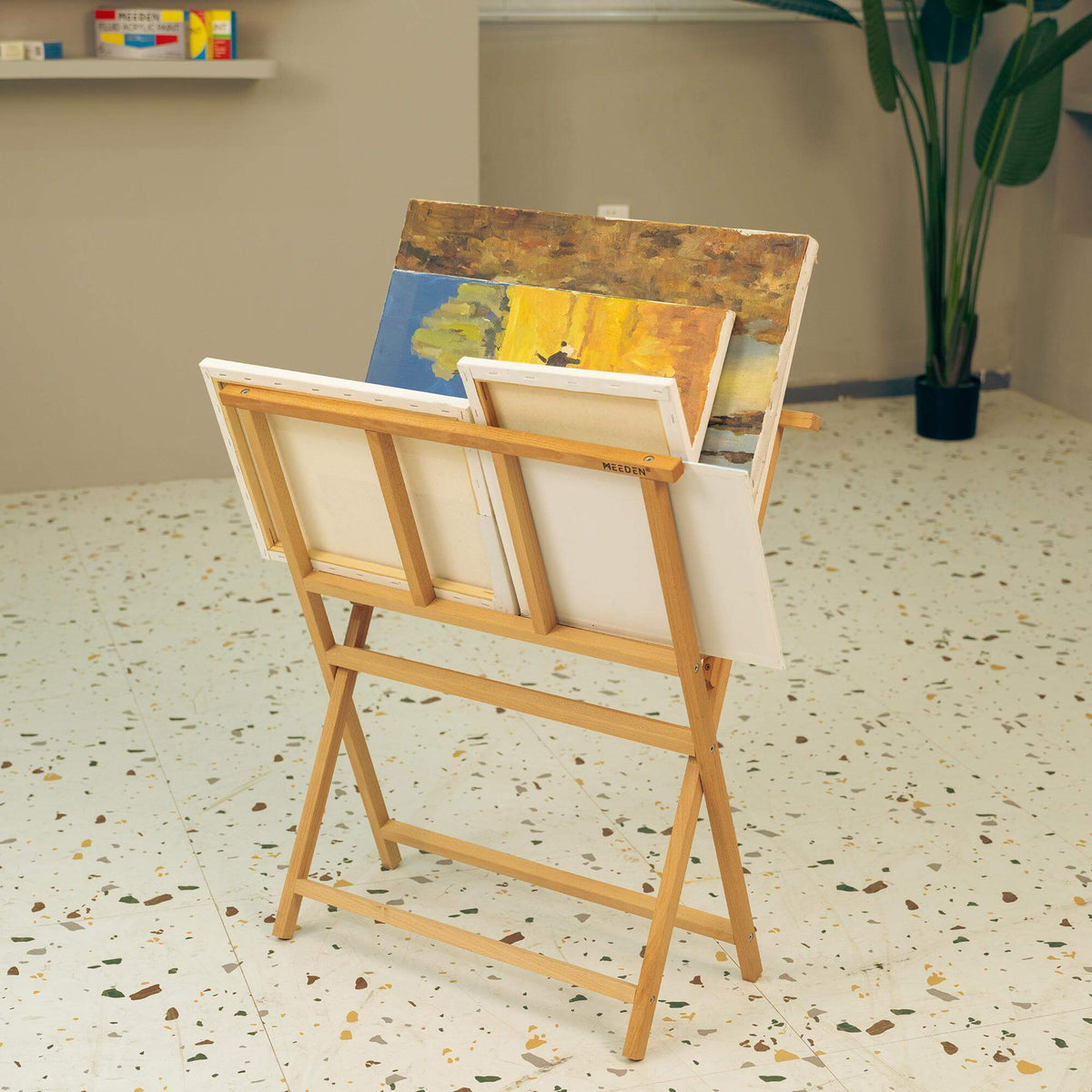 MEEDEN Folding Art Print Rack-Natural Wood -Small