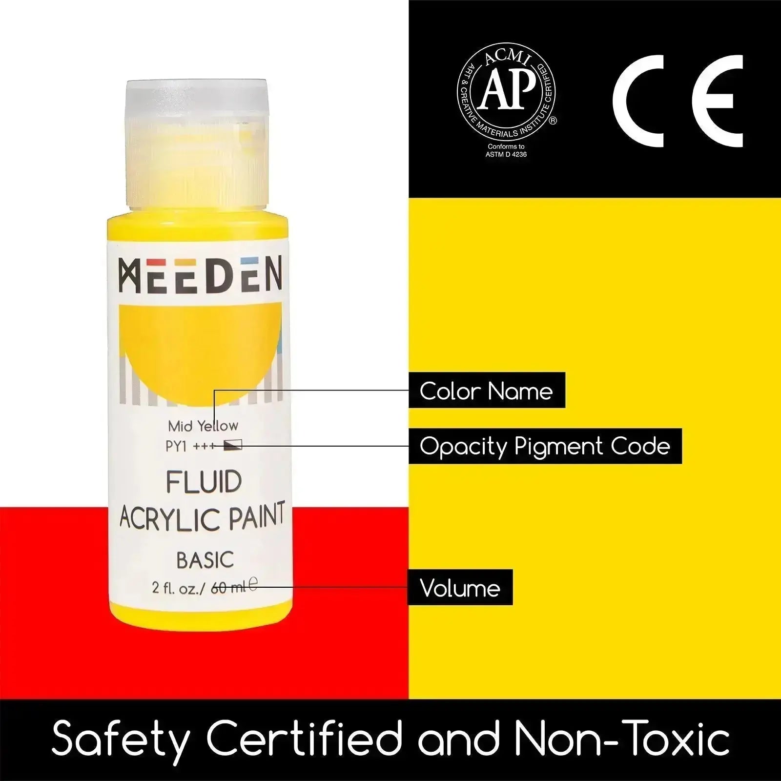 MEEDEN Fluid Acrylic Paint Set, 6x2 oz/60 ml - MEEDEN ARTPaint