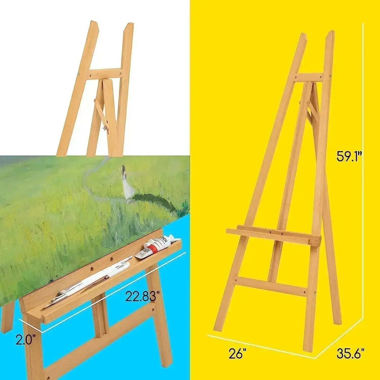 MEEDEN Large Adjustable Artist Wooden Easel, 59" Height-W08/ES-6033 - MEEDEN ARTEasel