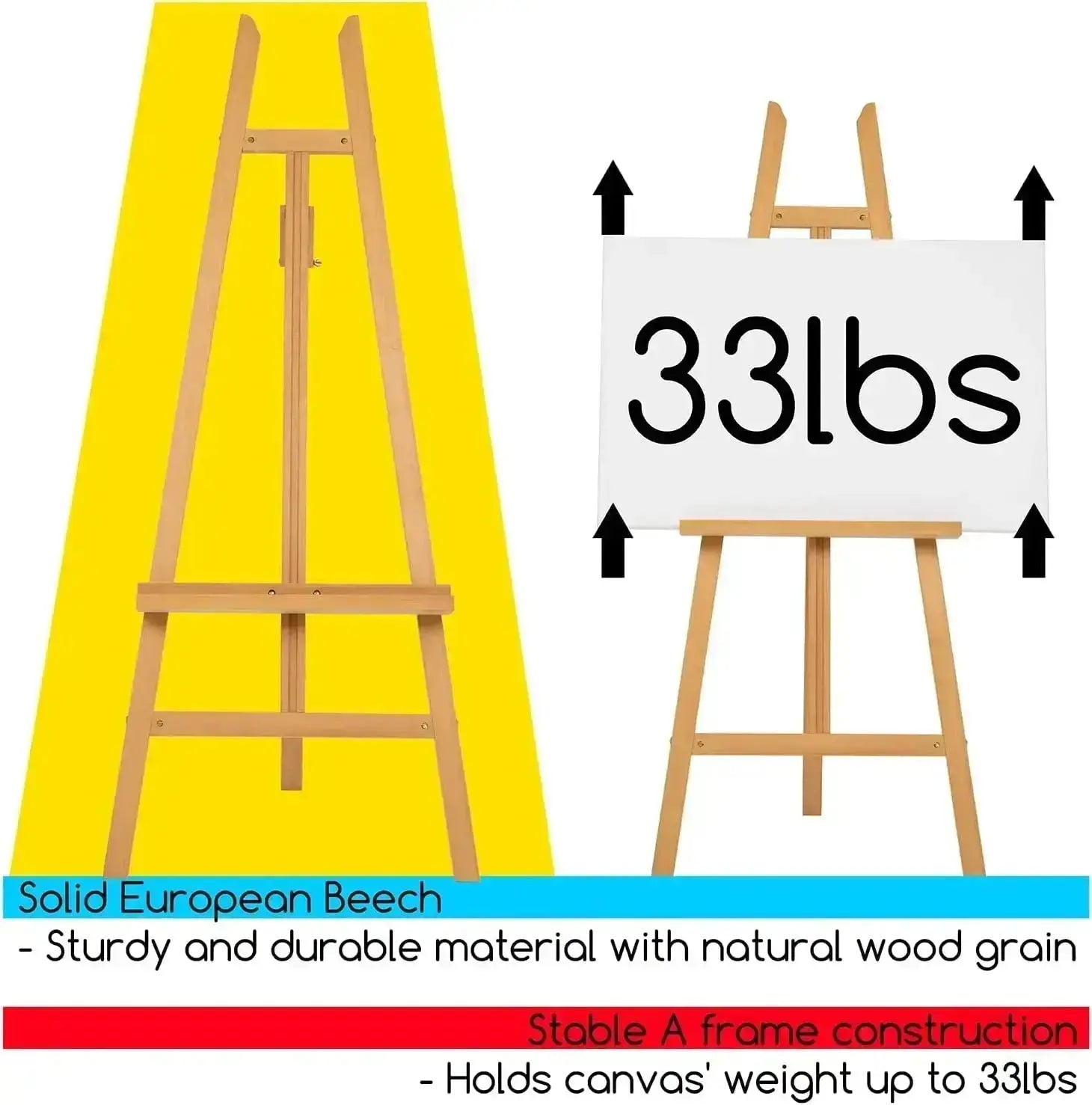 MEEDEN Large Adjustable Artist Wooden Easel, 59" Height-W08/ES-6033 - MEEDEN ARTEasel