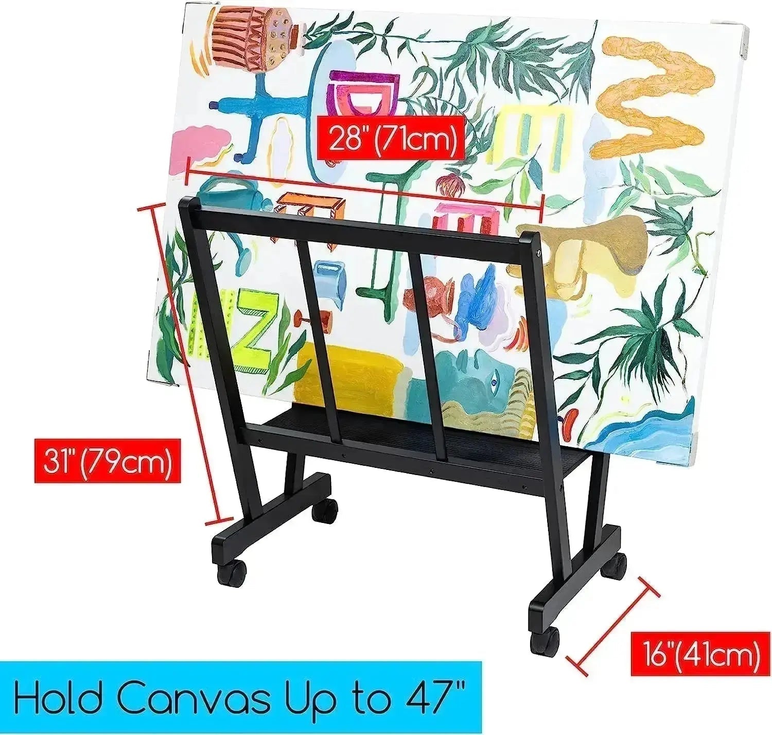 MEEDEN Wood Large Print Rack with Castors-Black - MEEDEN ART