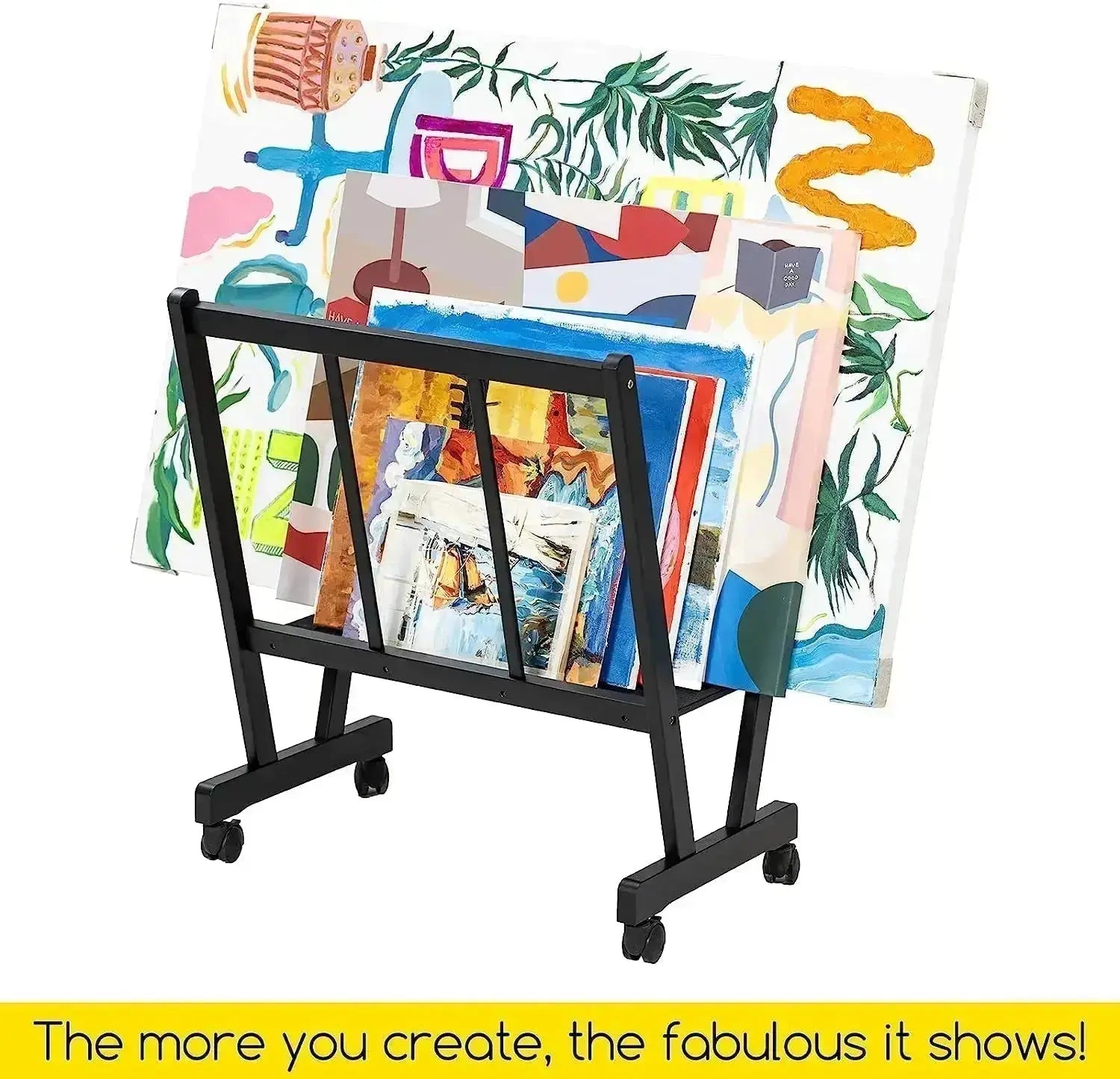 MEEDEN Wood Large Print Rack with Castors-Black - MEEDEN ART