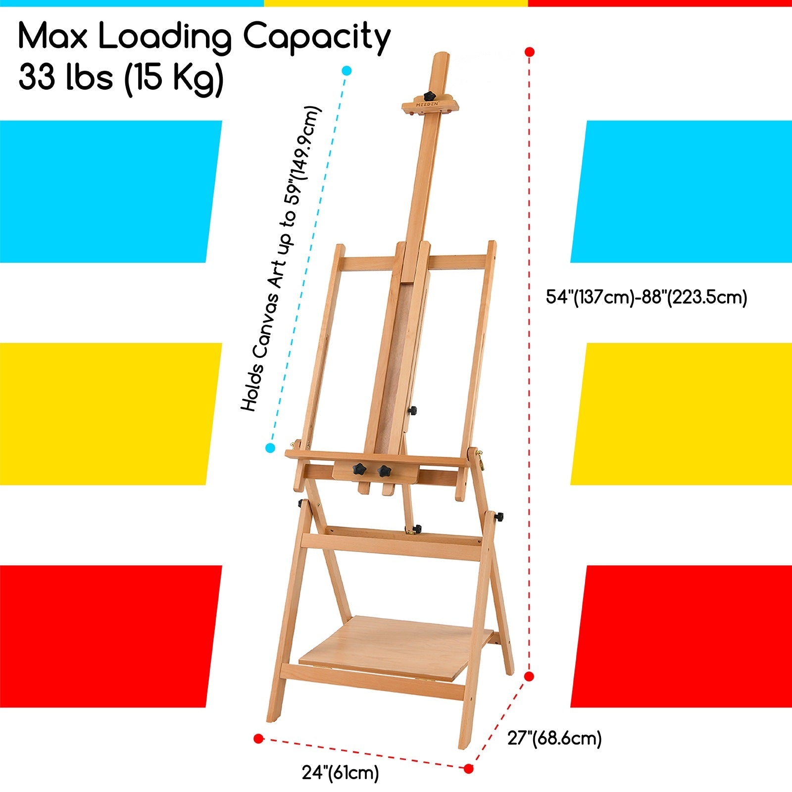 MEEDEN Adjustable Large H-Frame Art Easel Stand-W10B