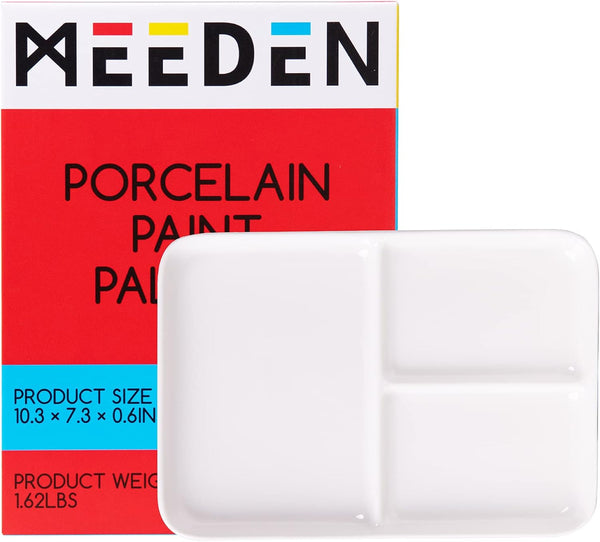 MEEDEN 3-Well Ceramic Palette, 10'' × 7''