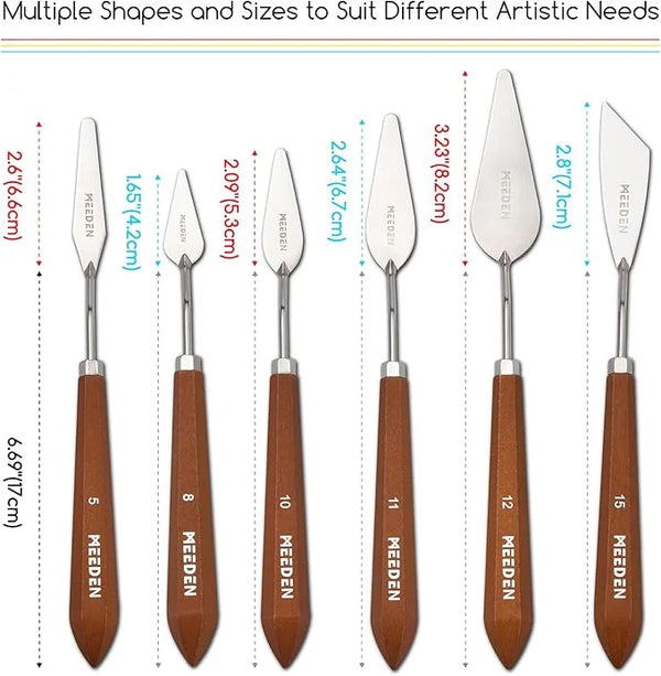 MEEDEN Artist Palette Knife Set:6 Piece Stainless Steel Art Scraper Palette Knife