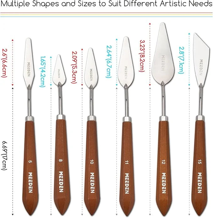 MEEDEN Artist Palette Knife Set:6 Piece Stainless Steel Art Scraper Palette Knife
