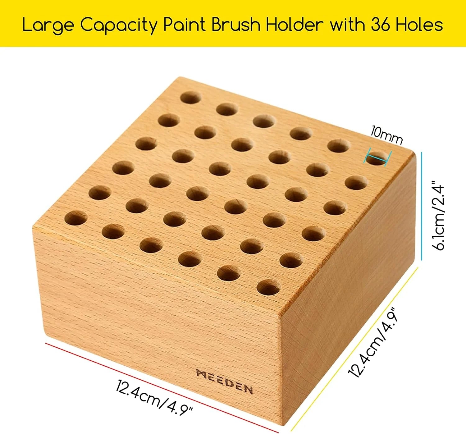 MEEDEN 2 Pack Beech Wood Pencil and Brush Holder:36 Holes