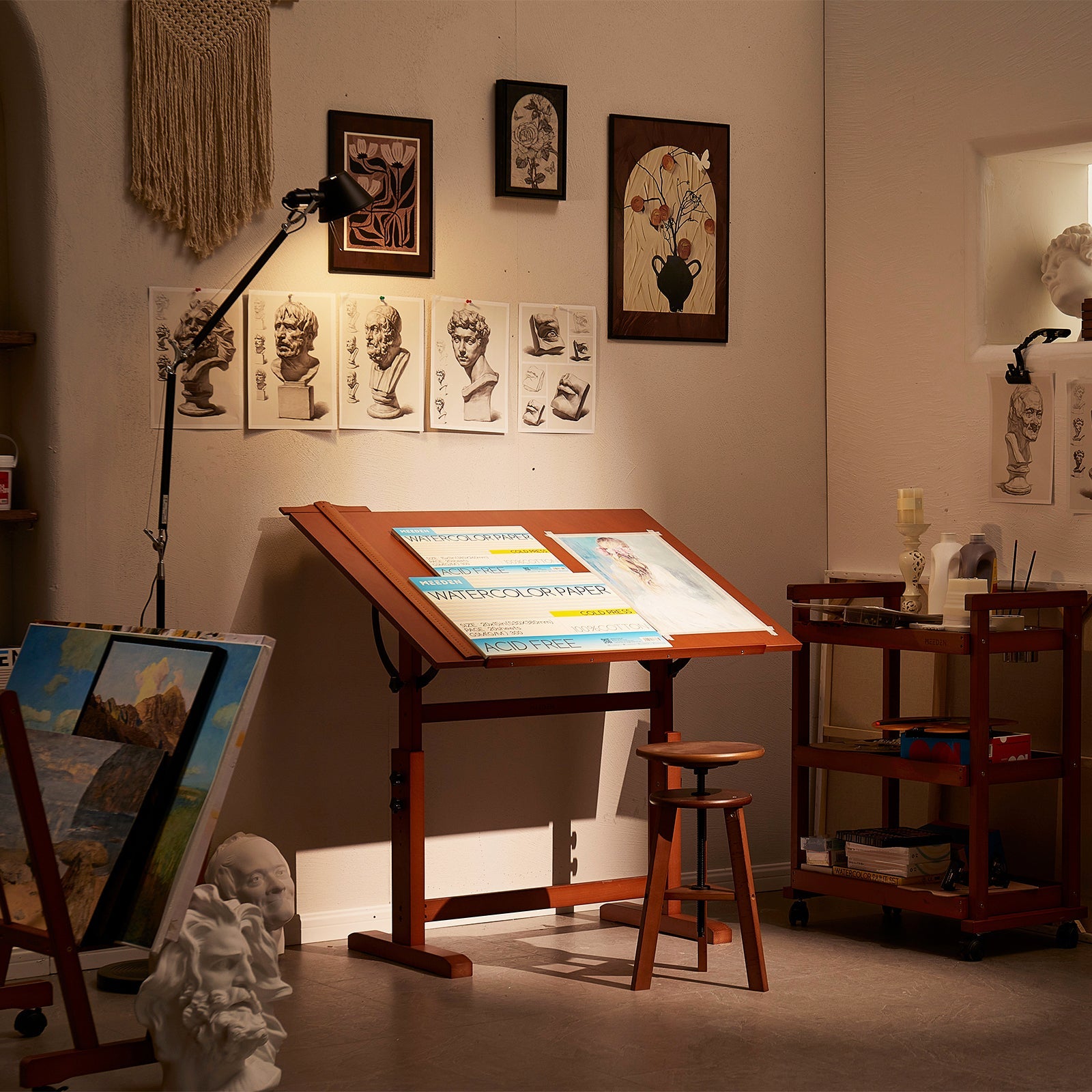 MEEDEN Tavolo da Disegno in Legno Extra Large, Noce Chiaro