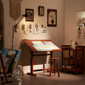 MEEDEN Tavolo da Disegno in Legno Extra Large, Noce Chiaro