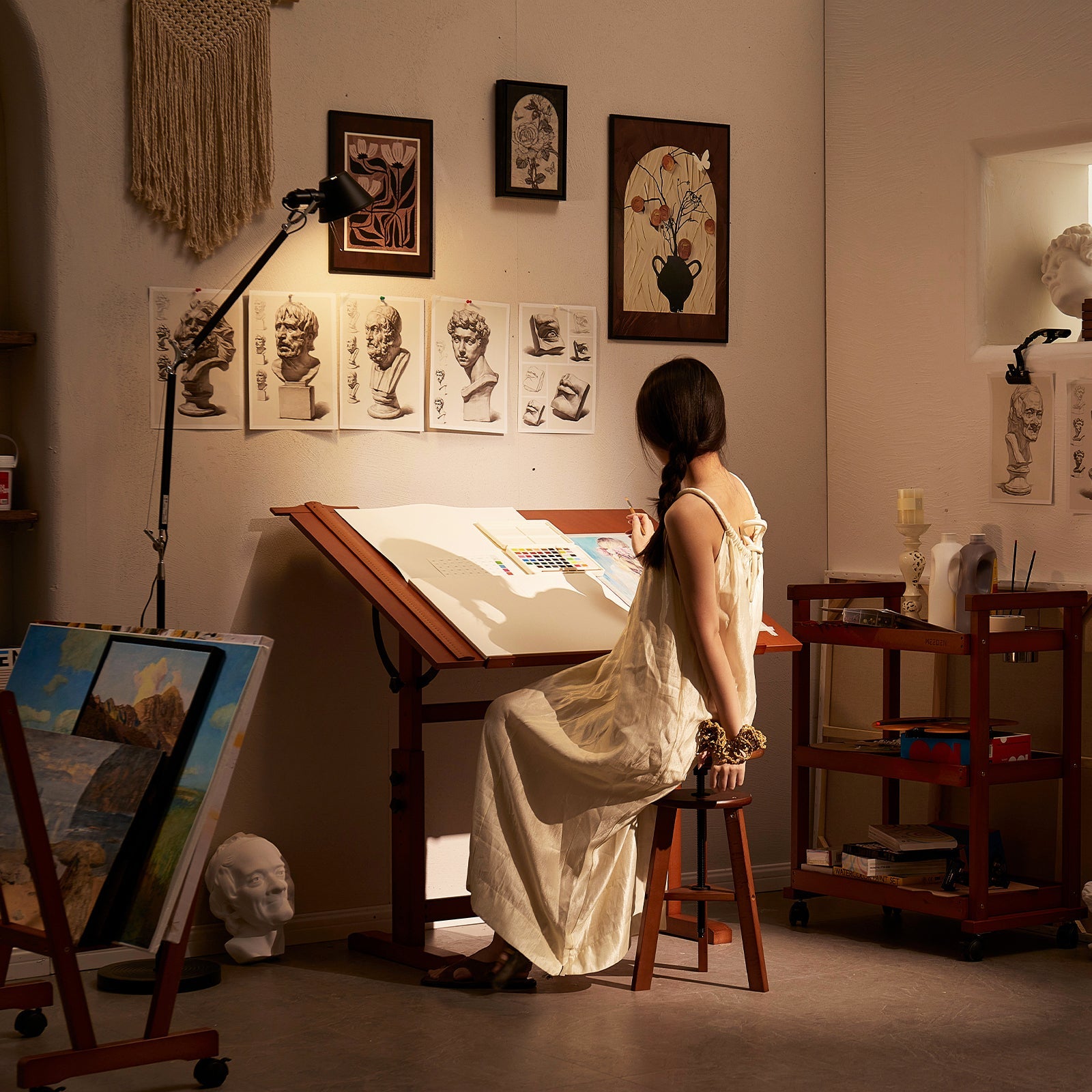 MEEDEN Tavolo da Disegno in Legno Extra Large, Noce Chiaro