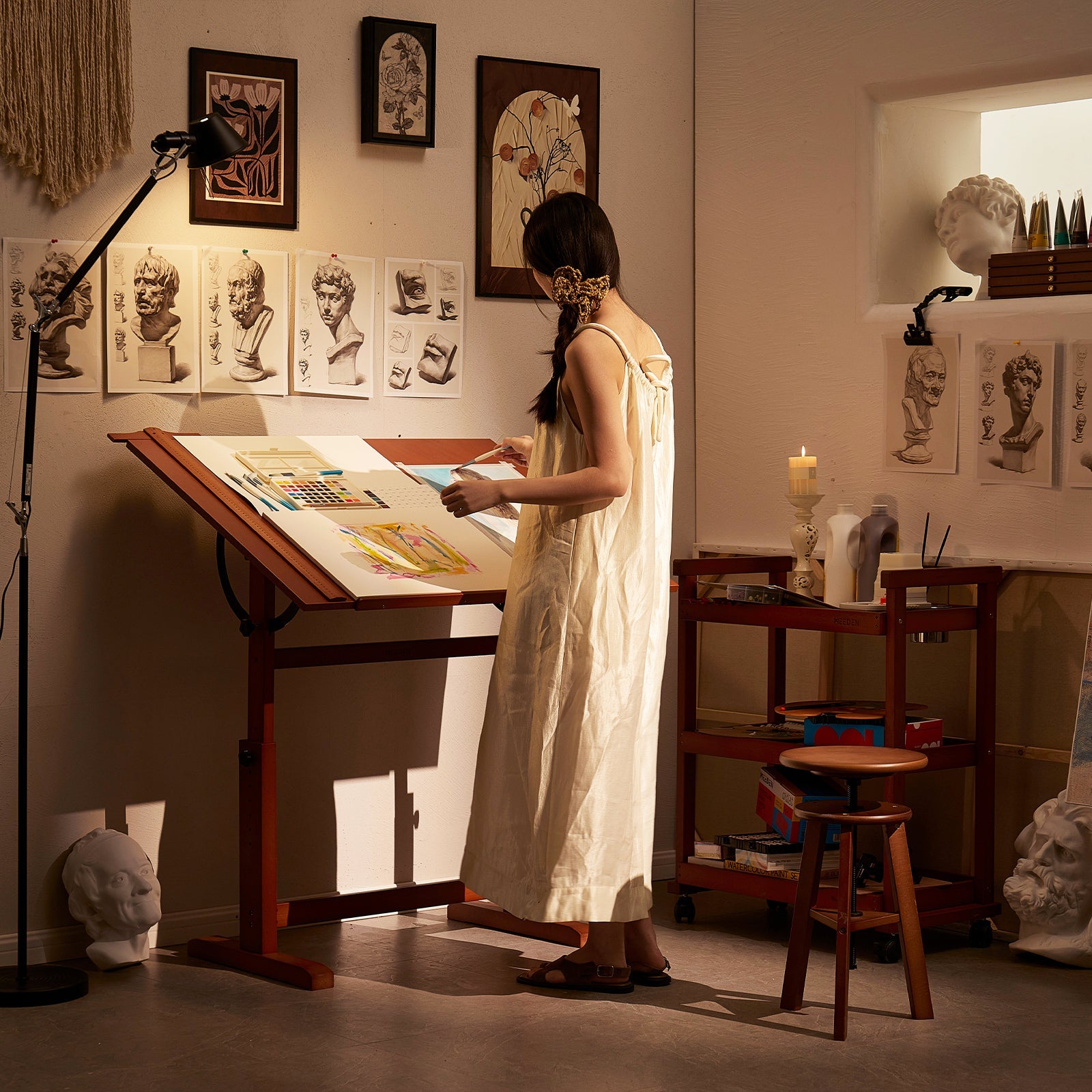 MEEDEN Tavolo da Disegno in Legno Extra Large, Noce Chiaro