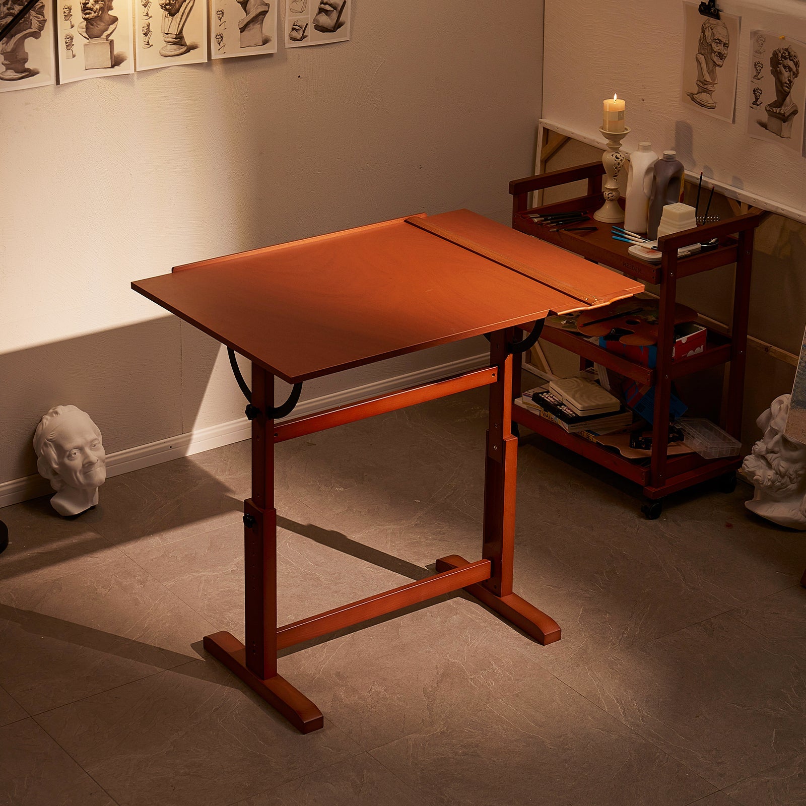 MEEDEN Tavolo da Disegno in Legno Extra Large, Noce Chiaro