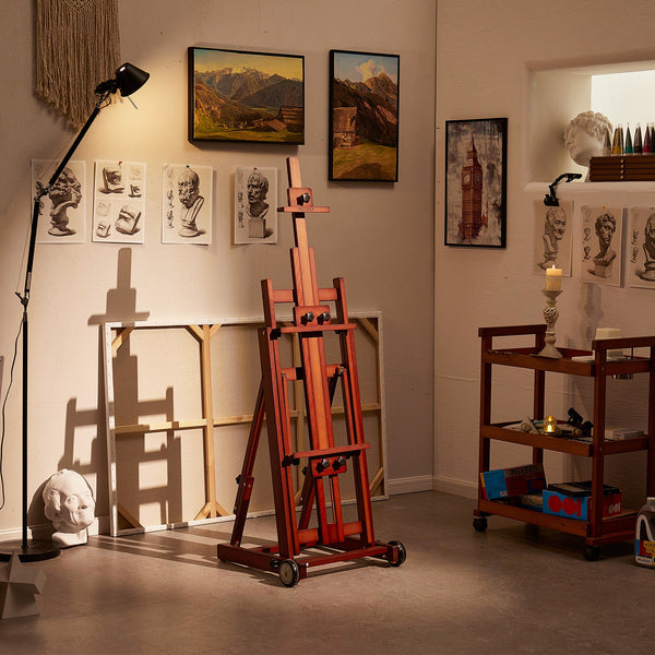 MEEDEN Versatile Studio H-Frame Artist Easel-Dark Walnut-W14