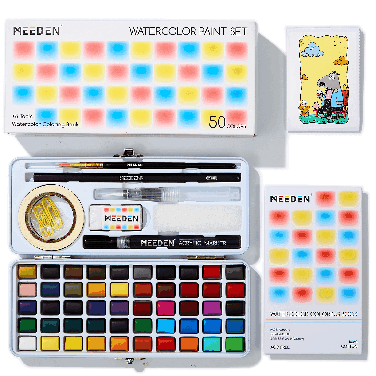 MEEDEN Travel Watercolor Paint Set , 50 Colors