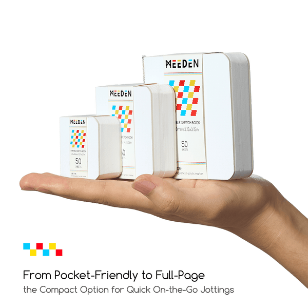MEEDEN Mini Sketchbook Set: 3 Sizes, 190gsm Drawing Paper, 150 Pages