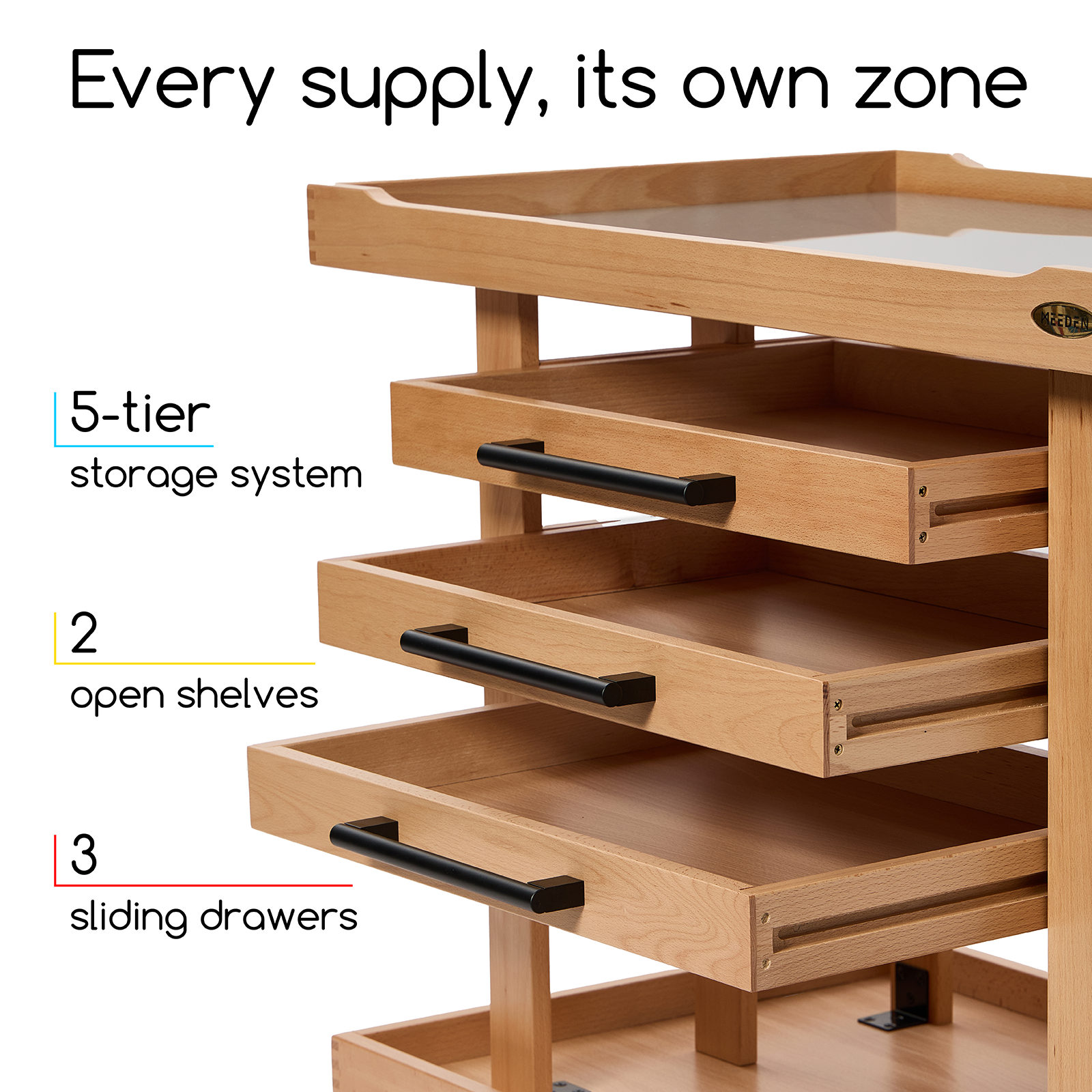 MEEDEN Extra Large Wooden Art Supply Storage Cart