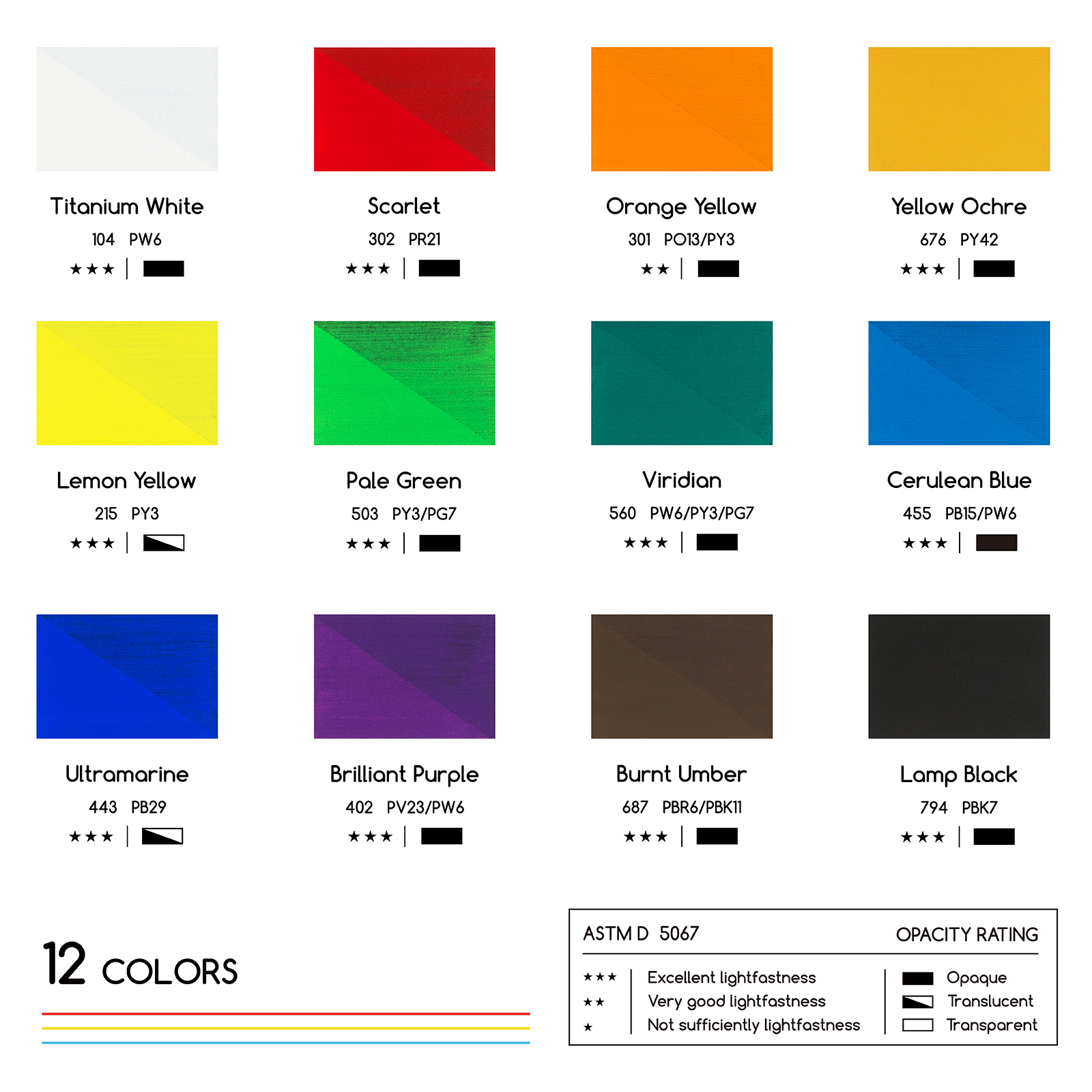 MEEDEN Set di Colori Gouache, 12 Tubi, 12 ml/0.4 oz