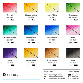 MEEDEN Vandfarve Sæt, 12 Tubes, 12 ml/0,41 oz