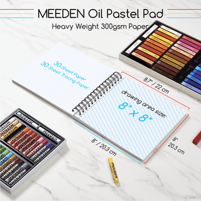 MEEDEN 8"x 8" Oil Pastel Paper Pad: 140lb/300gsm