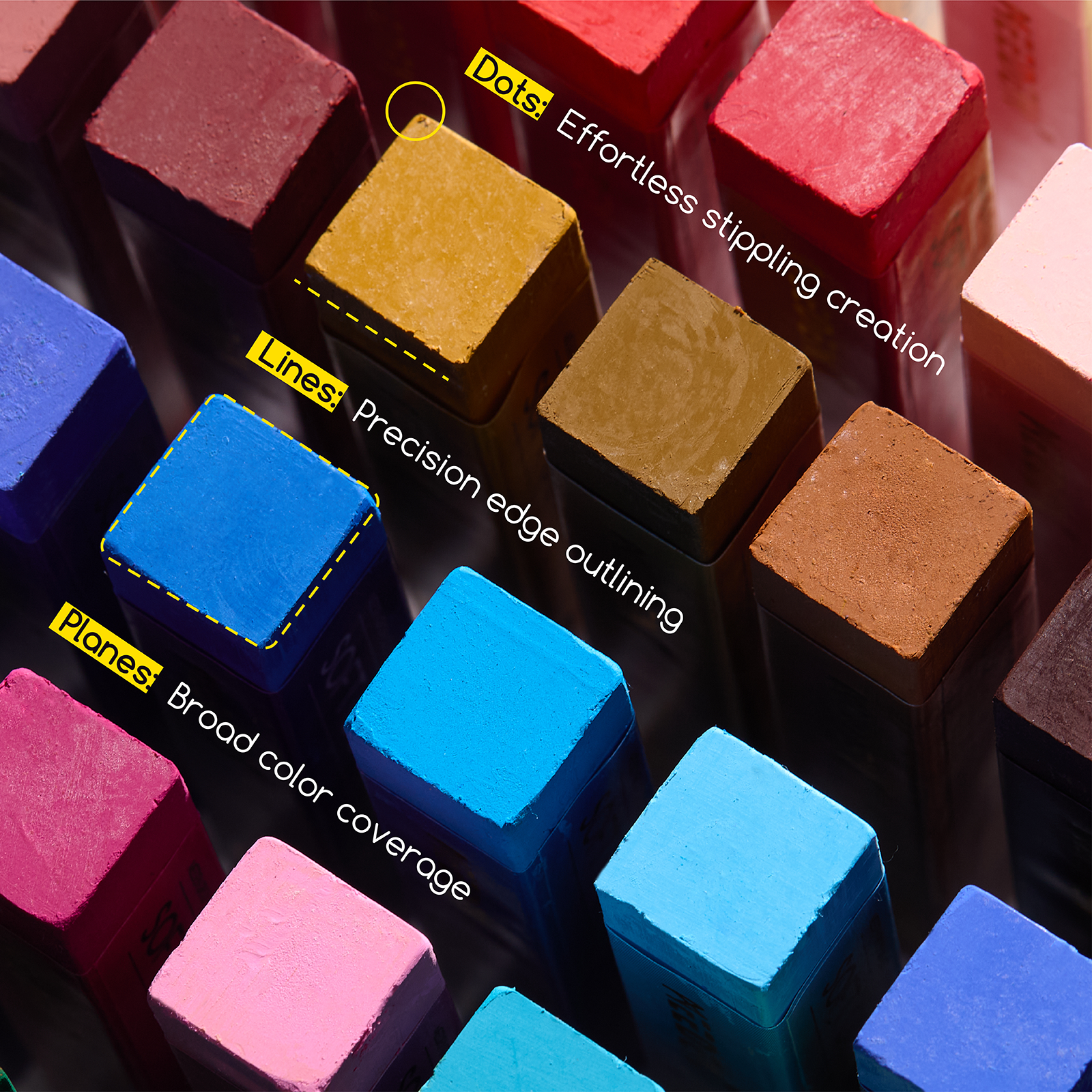 MEEDEN 48 Colors Square Oil Pastels Set for Artists