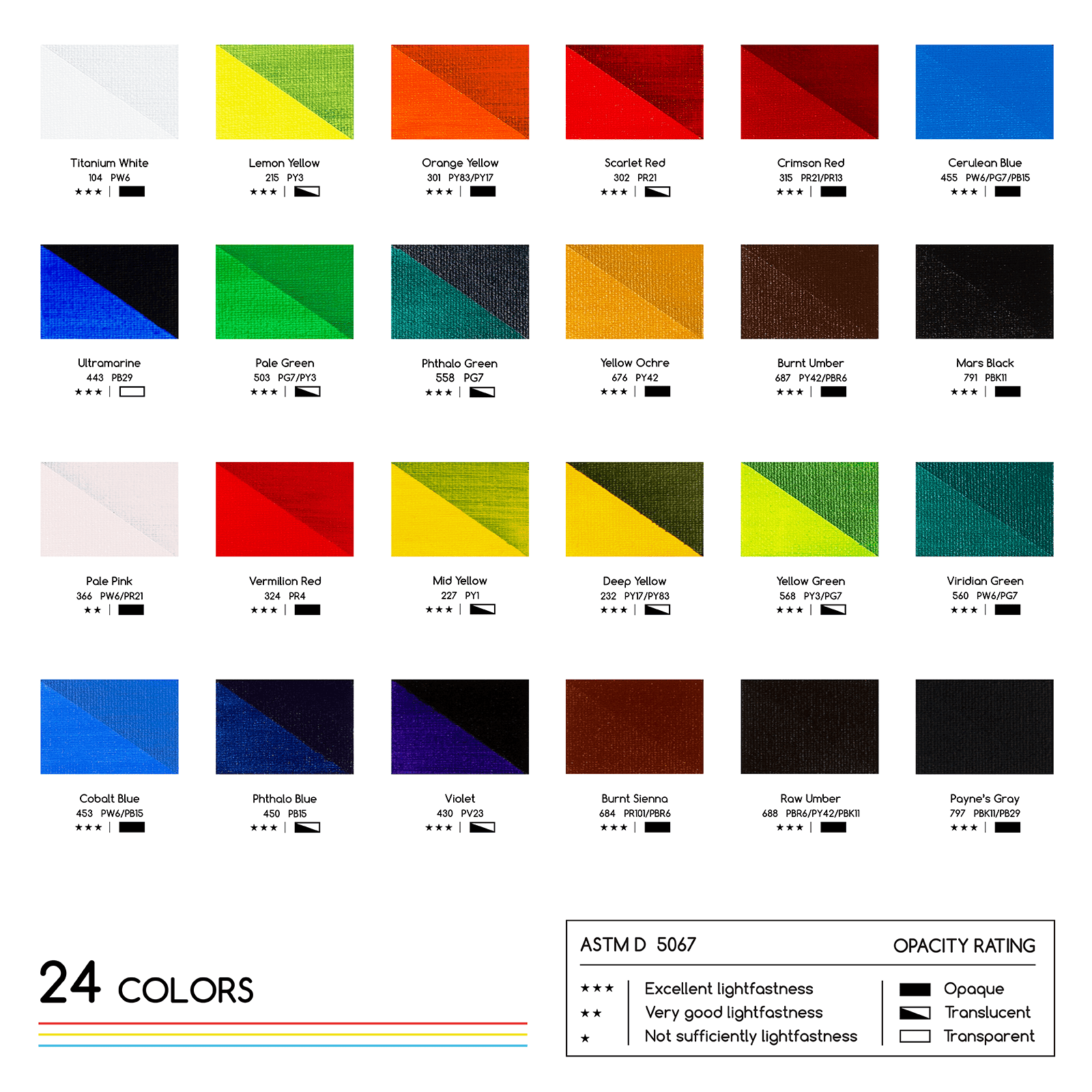 MEEDEN Acrylic Paint Set, 24 Tubes, 12 ml / 0.41 oz