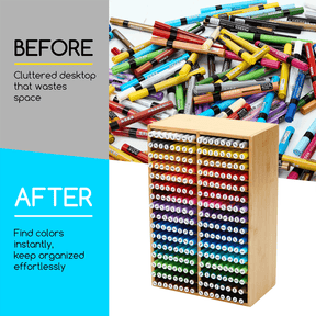 MEEDEN Rotating Bamboo 32 Compartments Marker Holder Organizer