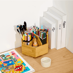 MEEDEN Bamboo Rotating Art Supply Organizer