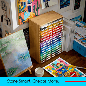 MEEDEN Rotating Bamboo 32 Compartments Marker Holder Organizer