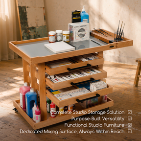 MEEDEN Extra Large Wooden Art Supply Storage Cart
