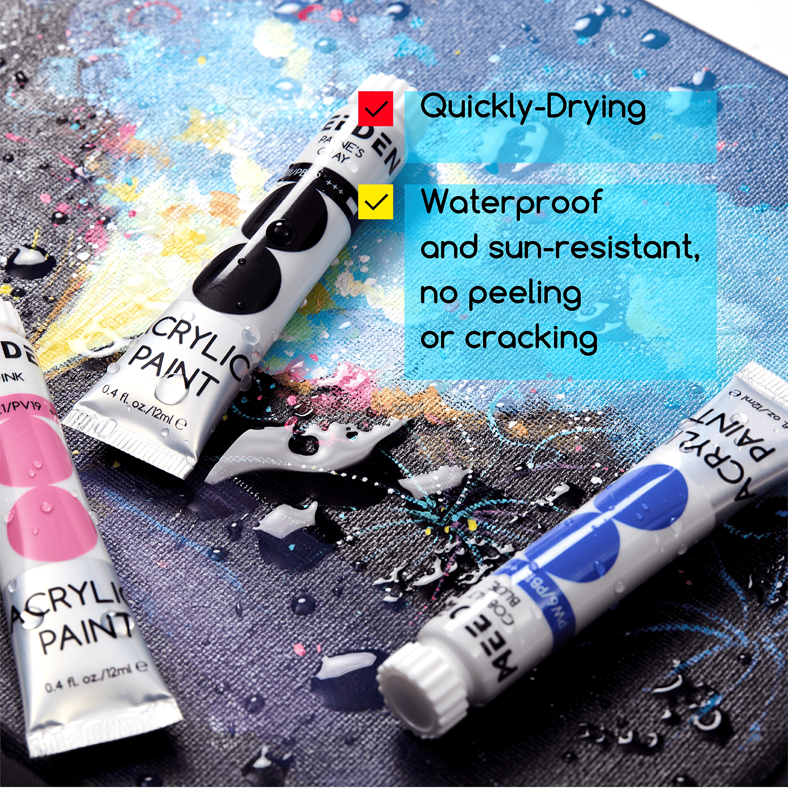 MEEDEN Acrylic Paint Set, 24 Tubes, 12 ml / 0.41 oz