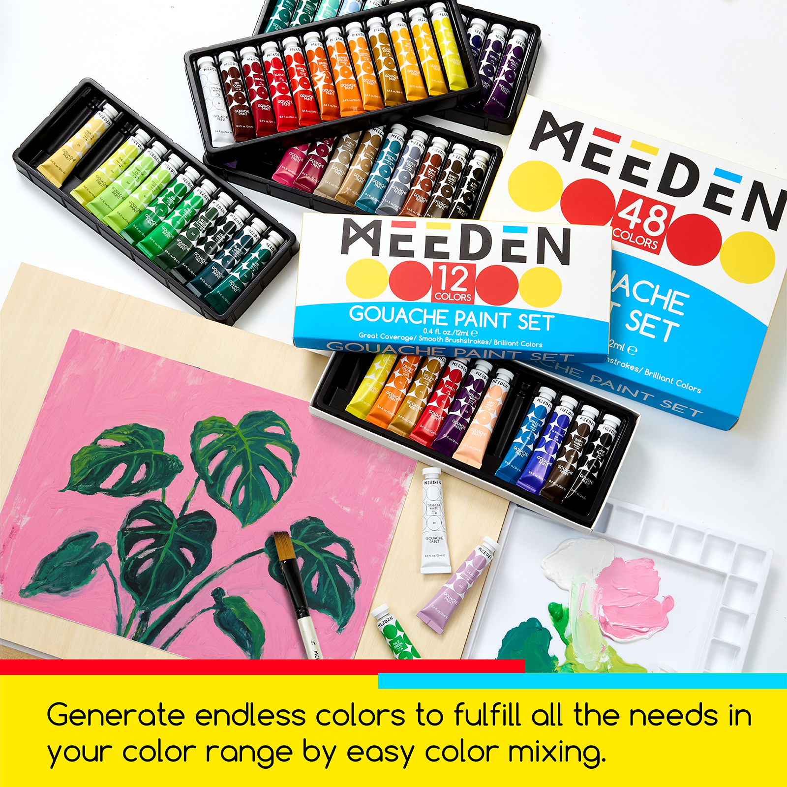 MEEDEN Set di Colori Gouache, 12 Tubi, 12 ml/0.4 oz