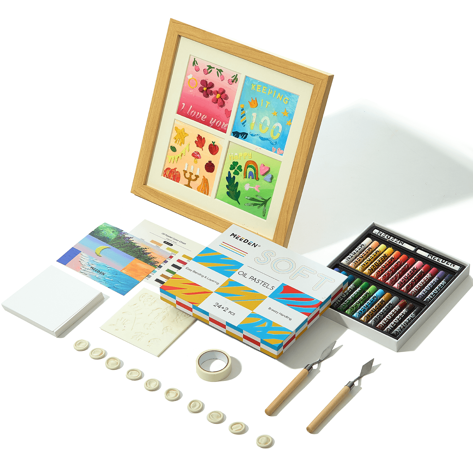 MEEDEN Soft Oil Pastel Art Kit, 90-Piece DIY Drawing Set