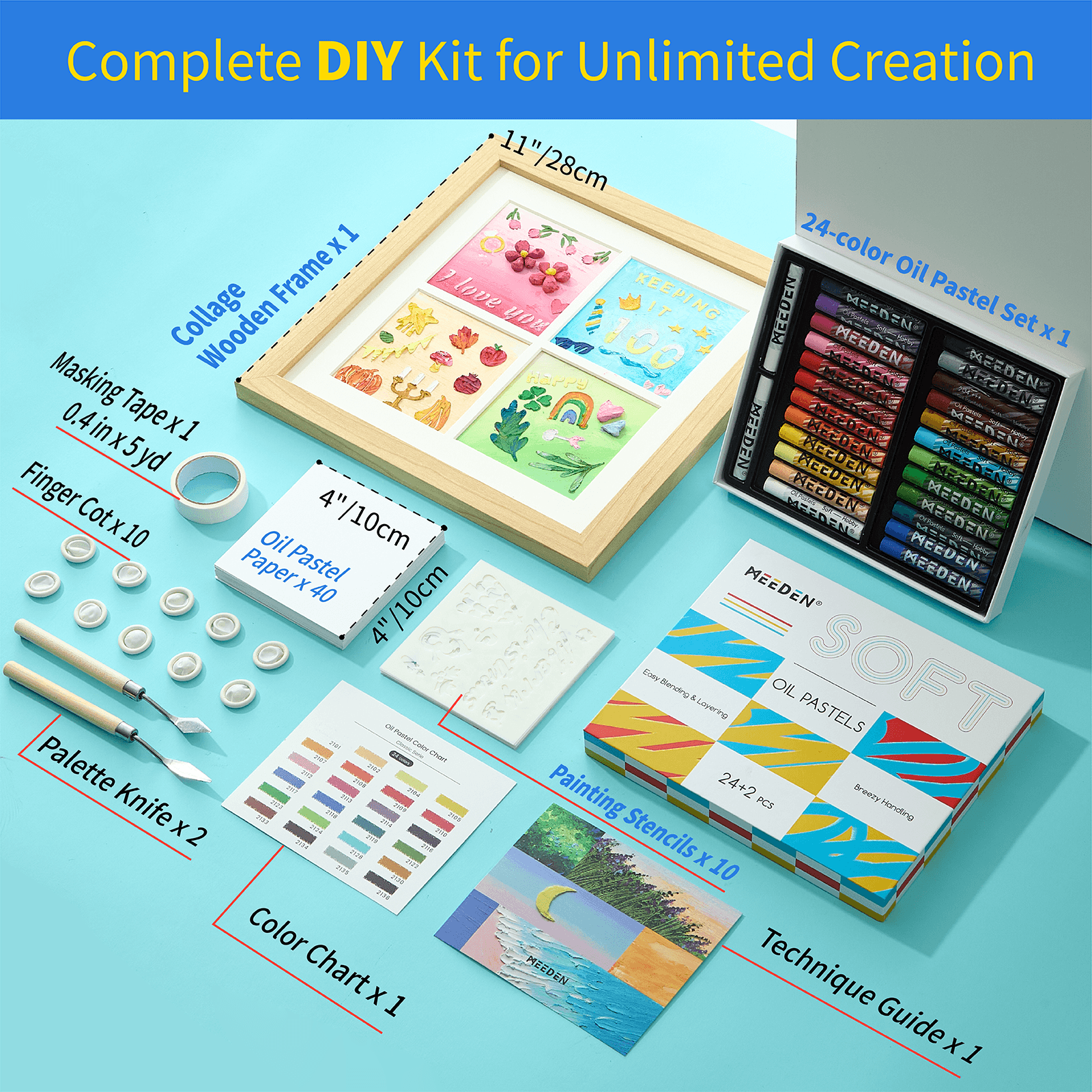 MEEDEN Soft Oil Pastel Art Kit, 90-Piece DIY Drawing Set