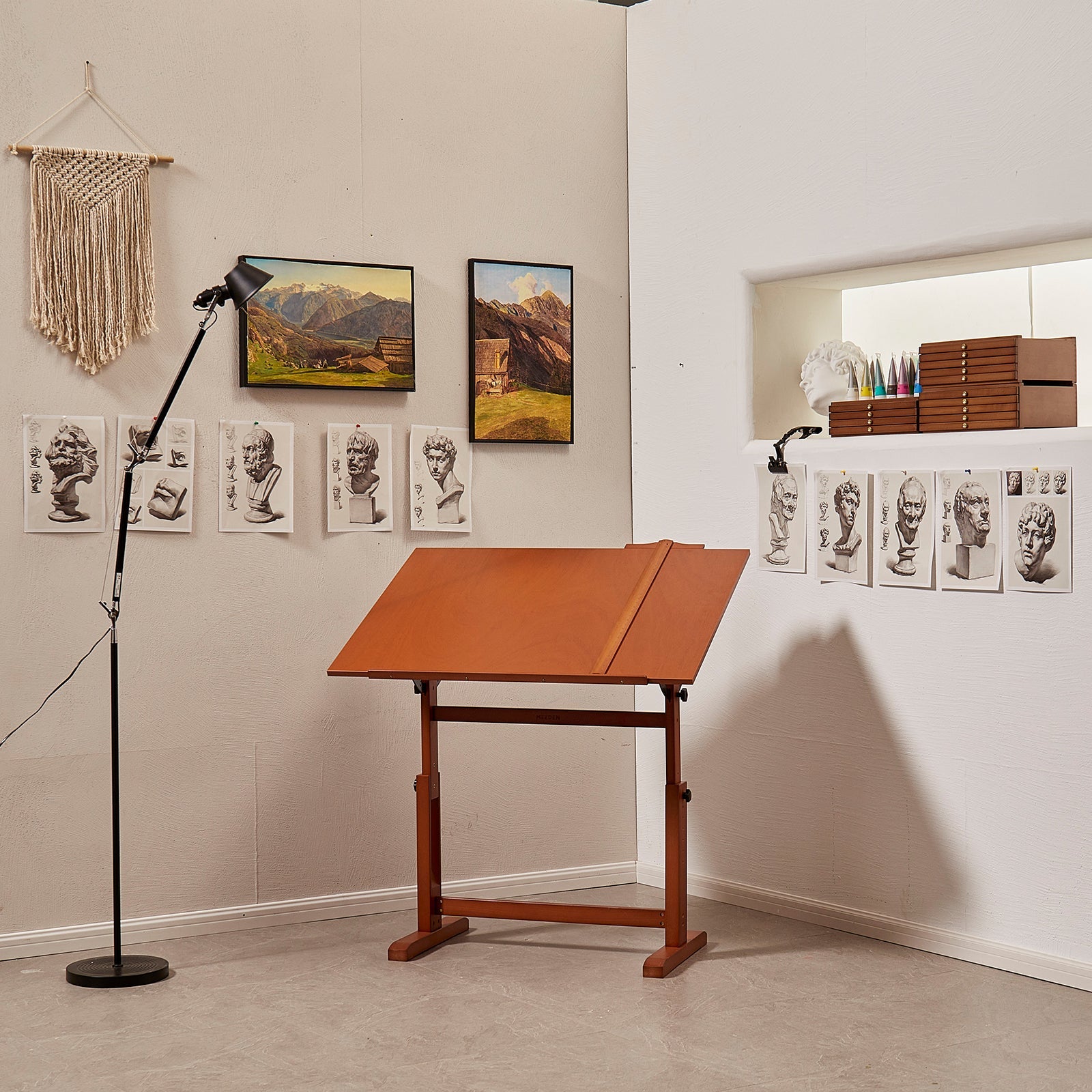 MEEDEN Tavolo da Disegno in Legno Extra Large, Noce Chiaro