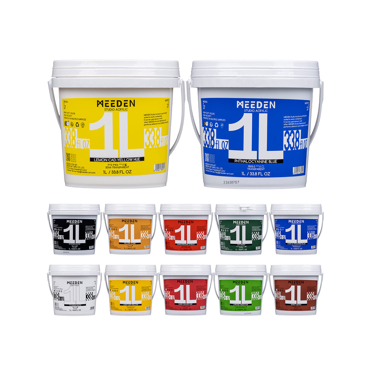MEEDEN Studio Acrylic Paint, 1 L / 33.8 oz, 12 Colors