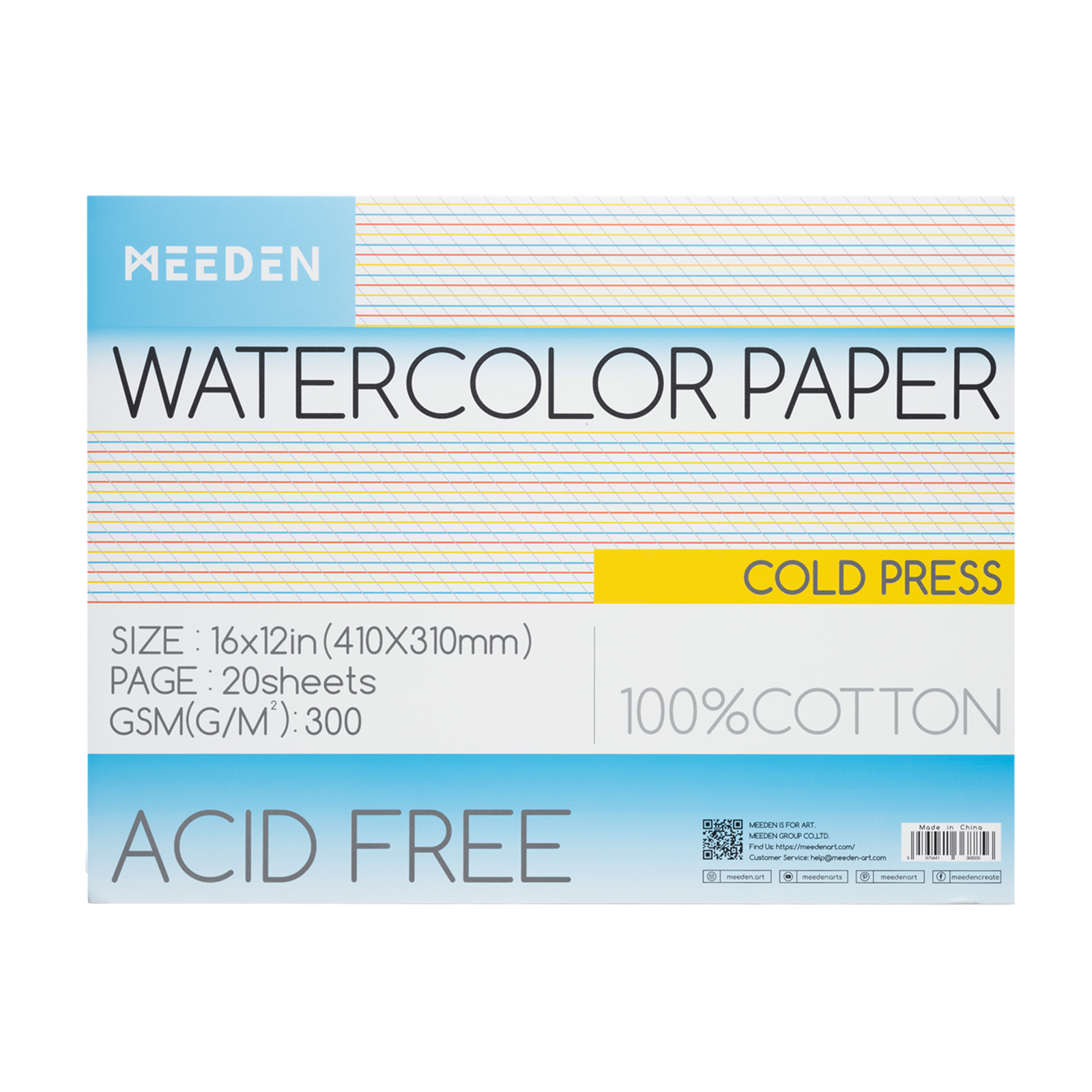 MEEDEN Carta per acquerello a grana grossa pressata a freddo & pressata a caldo & 