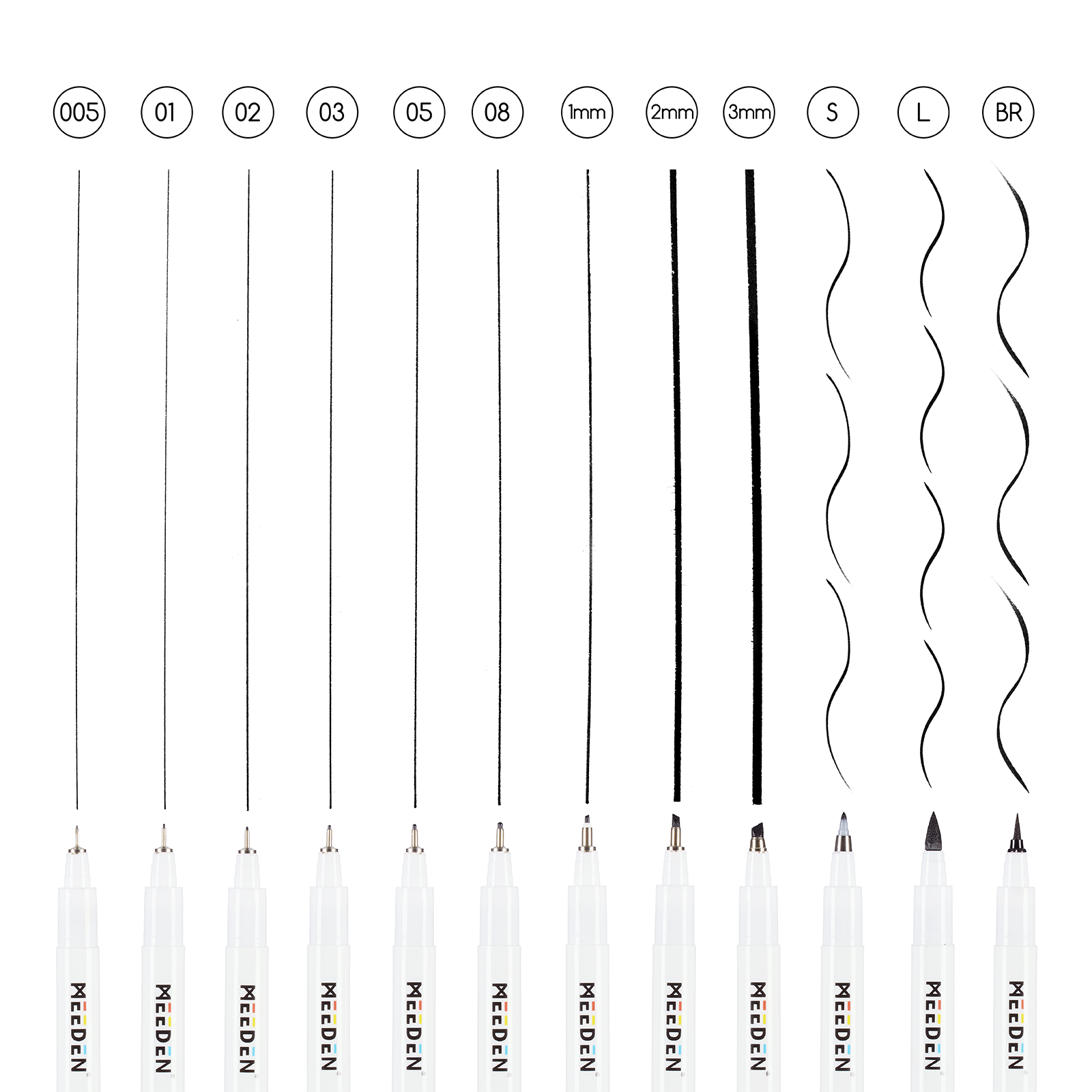 MEEDEN Micro Fineliner Drawing Pens: 12-Size Fine Liner Pen Set
