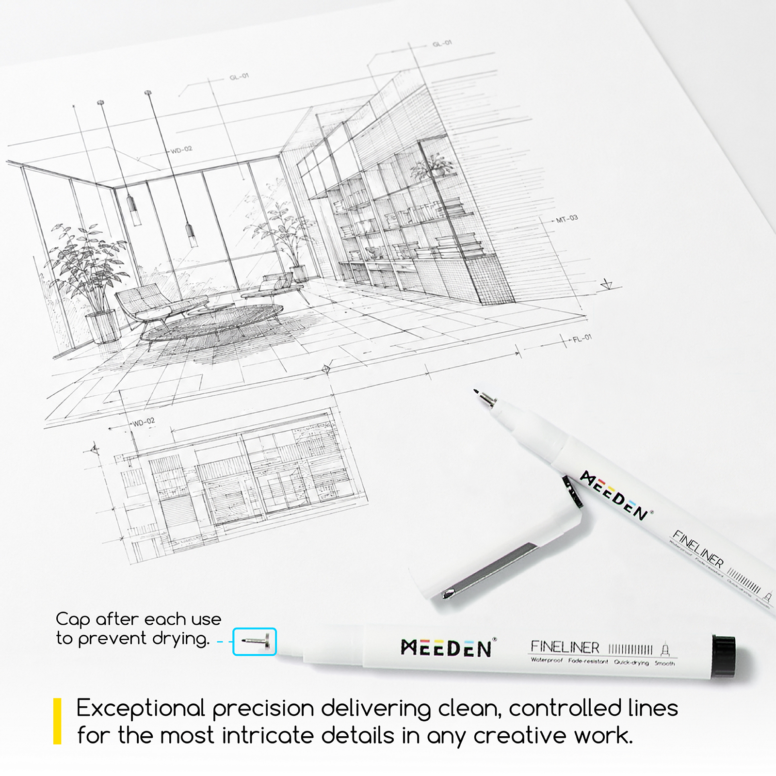 MEEDEN Micro Fineliner Drawing Pens: 12-Size Fine Liner Pen Set