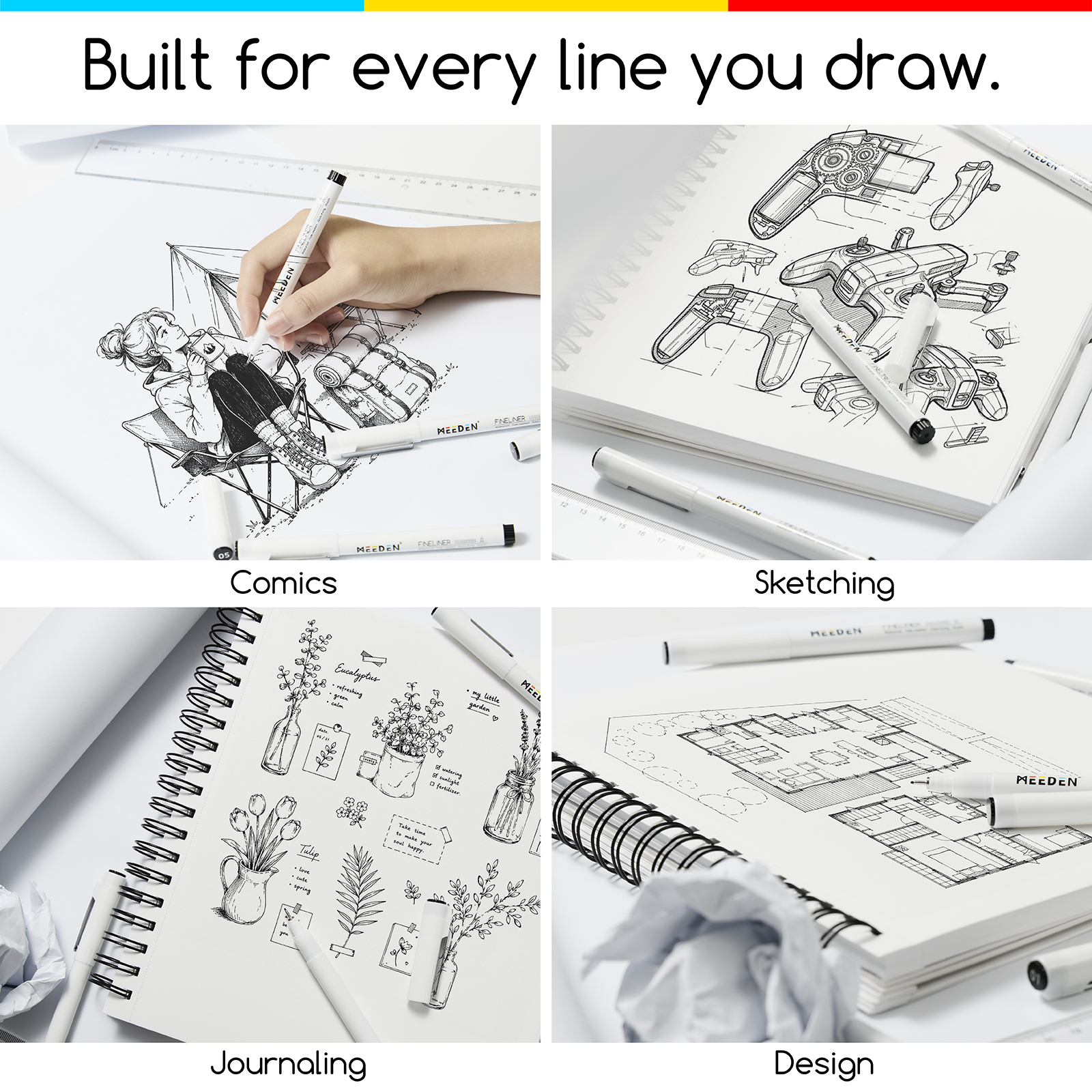 MEEDEN Micro Fineliner Drawing Pens: 12-Size Fine Liner Pen Set