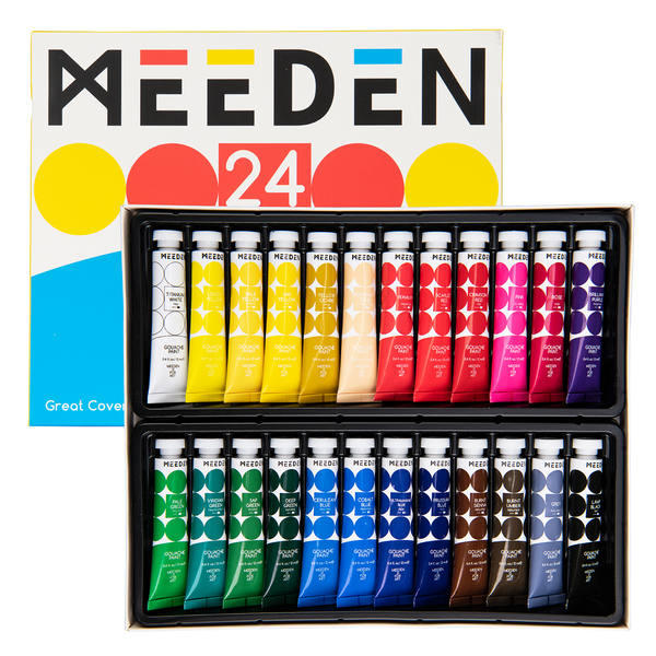 MEEDEN Set de Gouache, 24 Tubes, 12 ml/0,4 oz