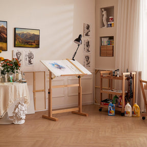 MEEDEN Adjustable Wooden Drafting Table, White-XSZ-5