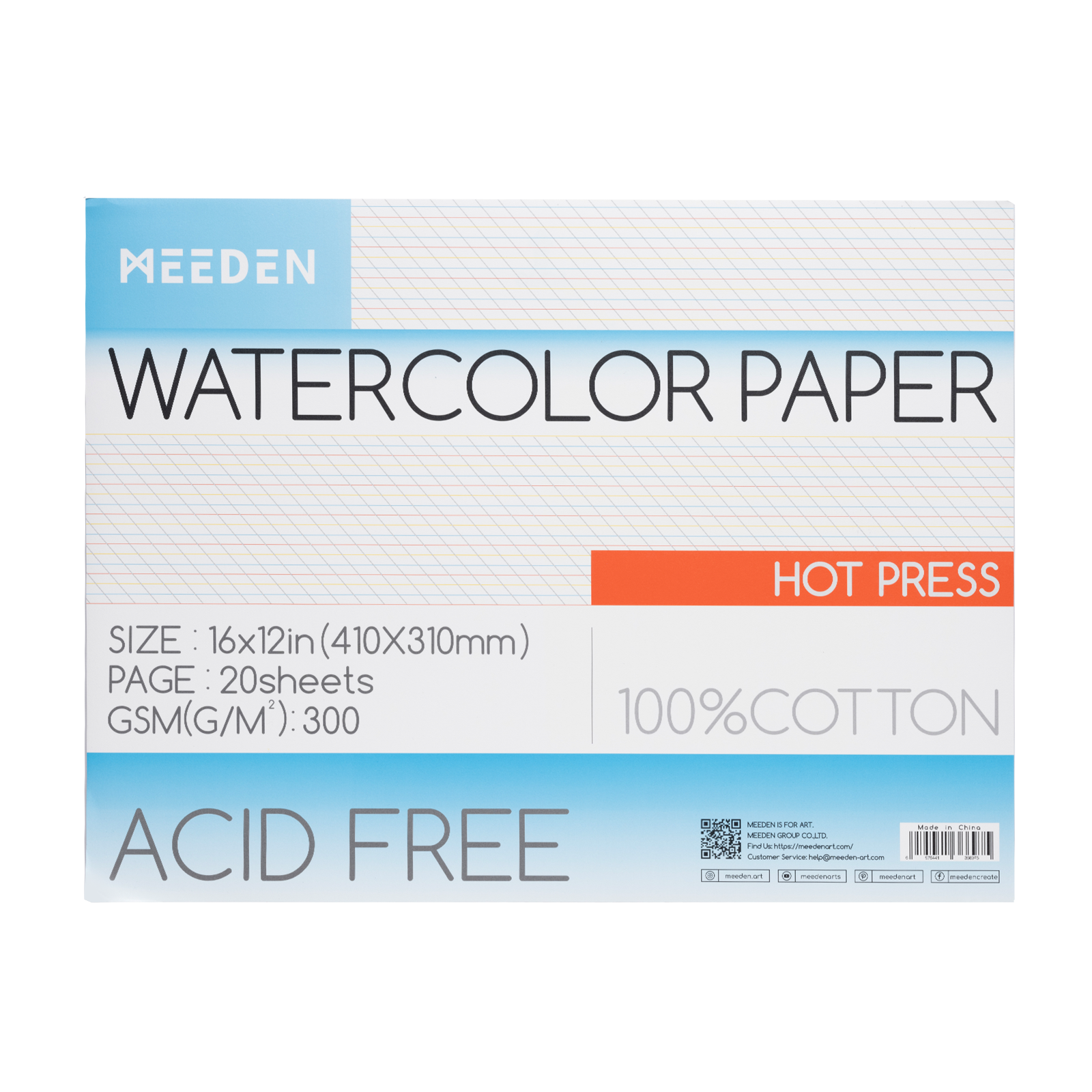 MEEDEN Carta per acquerello a grana grossa pressata a freddo & pressata a caldo & 