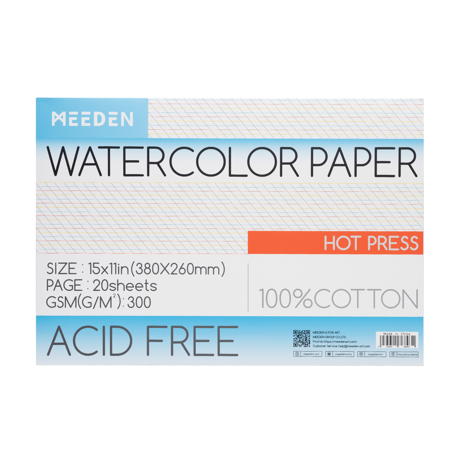 MEEDEN Carta per acquerello a grana grossa pressata a freddo & pressata a caldo & 